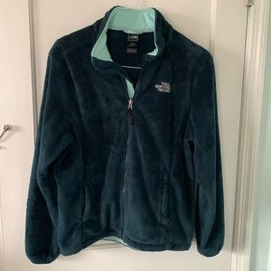 The North Face fleece plush full zip-up green L jacket